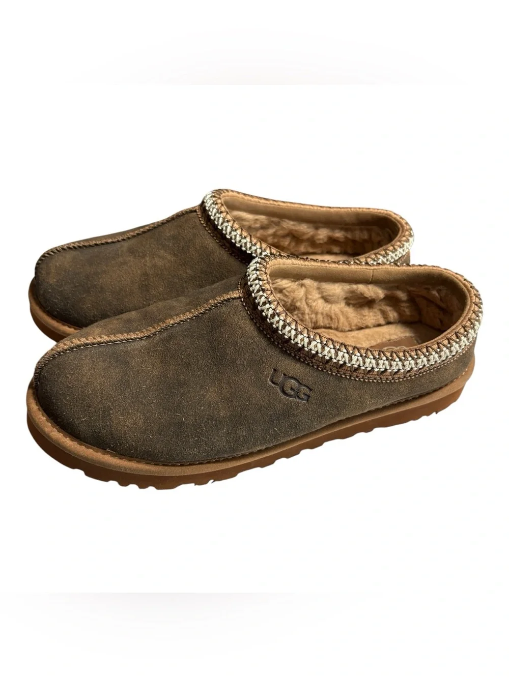 UGG Like New Men’s Tasman Baxter Suede Slip-On Slippers Brown Size 8